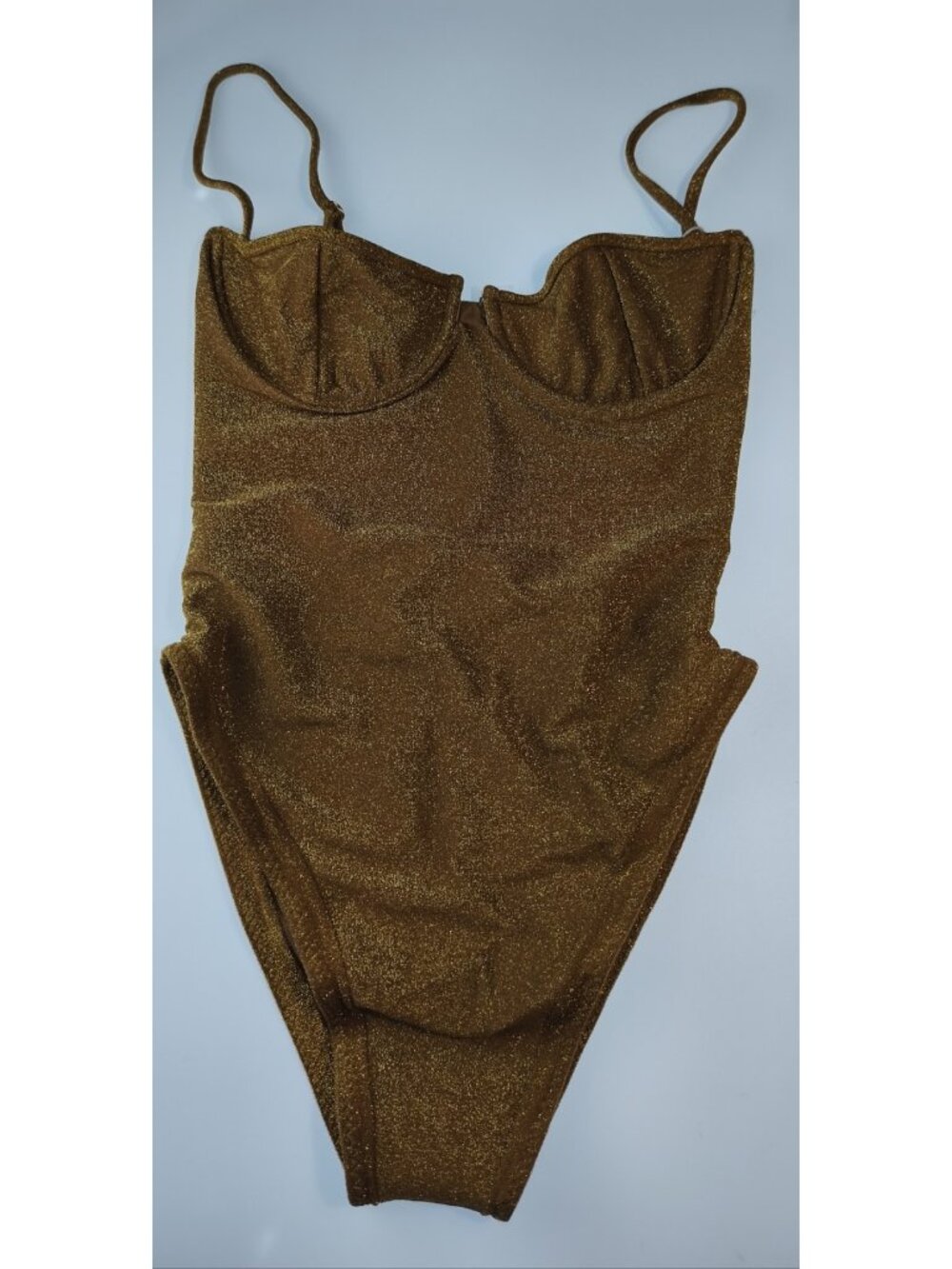 SAME Los Angeles Women Bronze Gold Metallic One Piece Swimsuit Underwire NWT S
